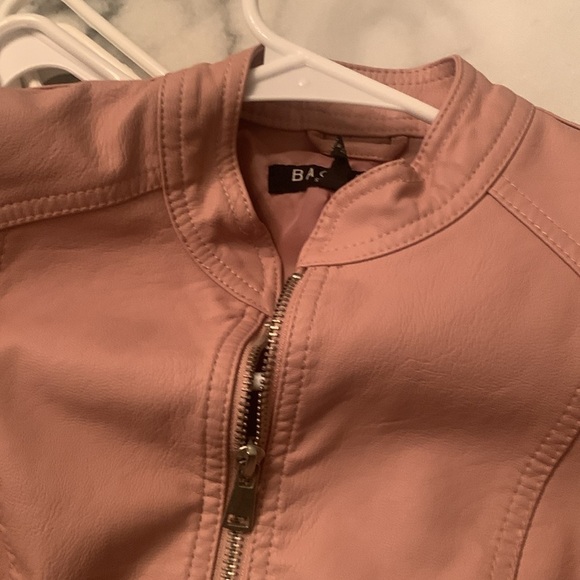 Bacicini Vegan Leather Mauve Blush Pink Jacket Zip Pockets Petite Small EUC - Picture 8 of 8